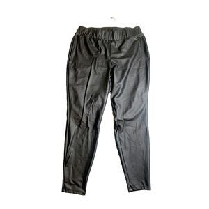 Torrid Pants Womens 2 (35x25) Black Pull On Faux Leather Nylon Spandex Stretch‎